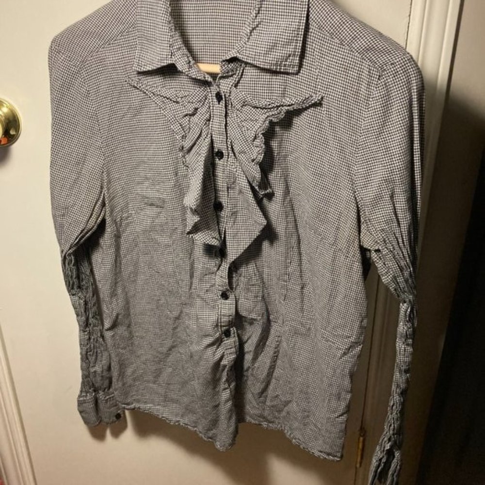 🦋 3/$25 Jacob Gingham Button-Up with Frills